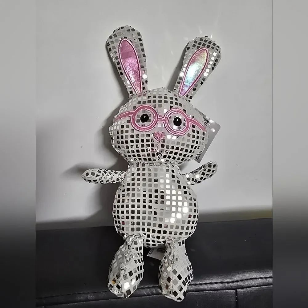 NWT new release 2025 Easter Small Silver Disco ball Bunny Plush, 12 in kids toy